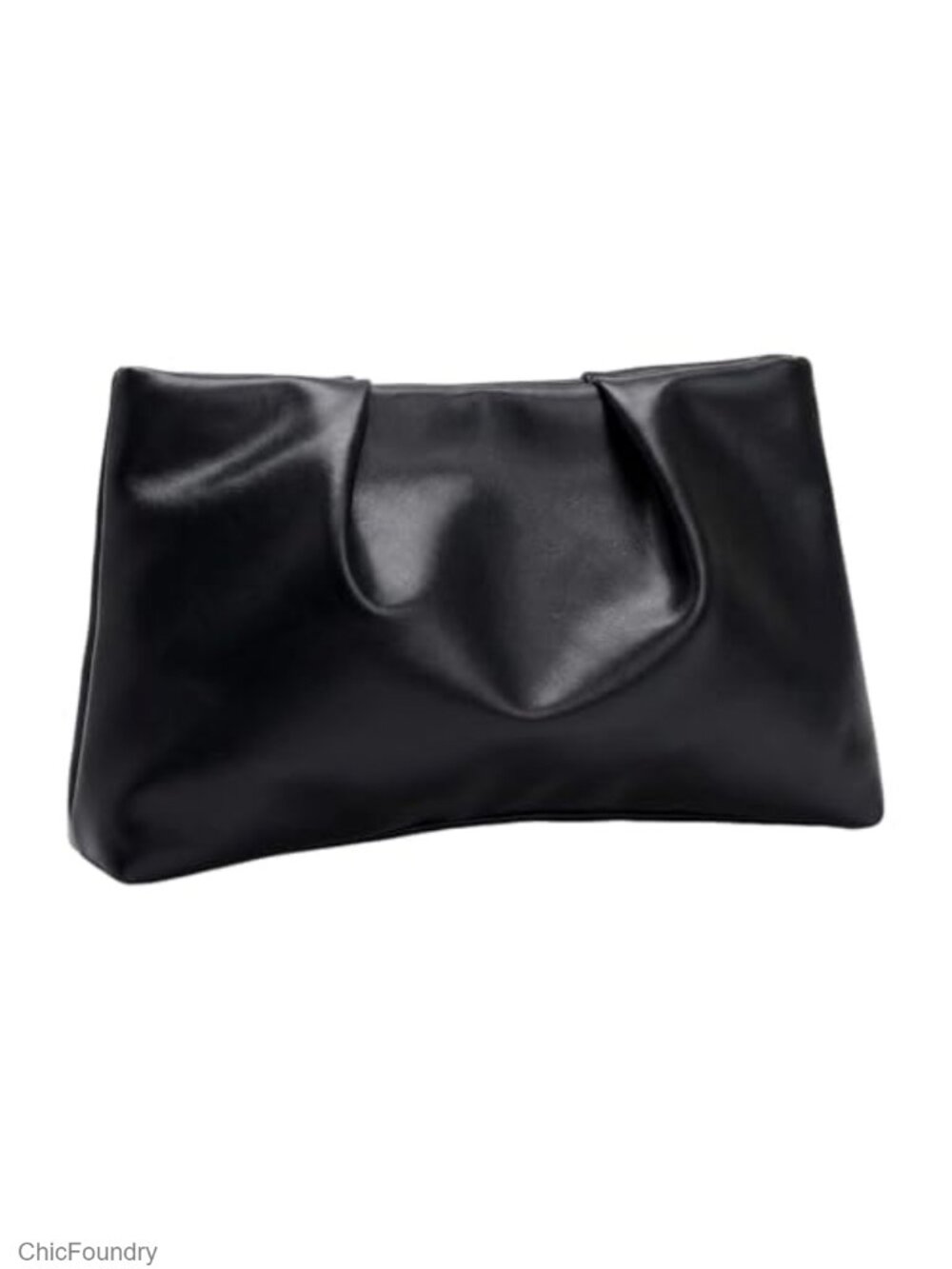 PU Leather Ruched Clutch Purse Zippered Evening Bag Hand-Carry